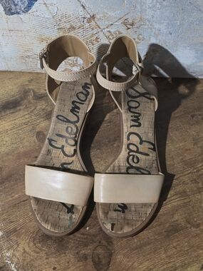 Sam Edelman Women’s Nude Ankle-Strap Sandals Wiyth Gild Heels